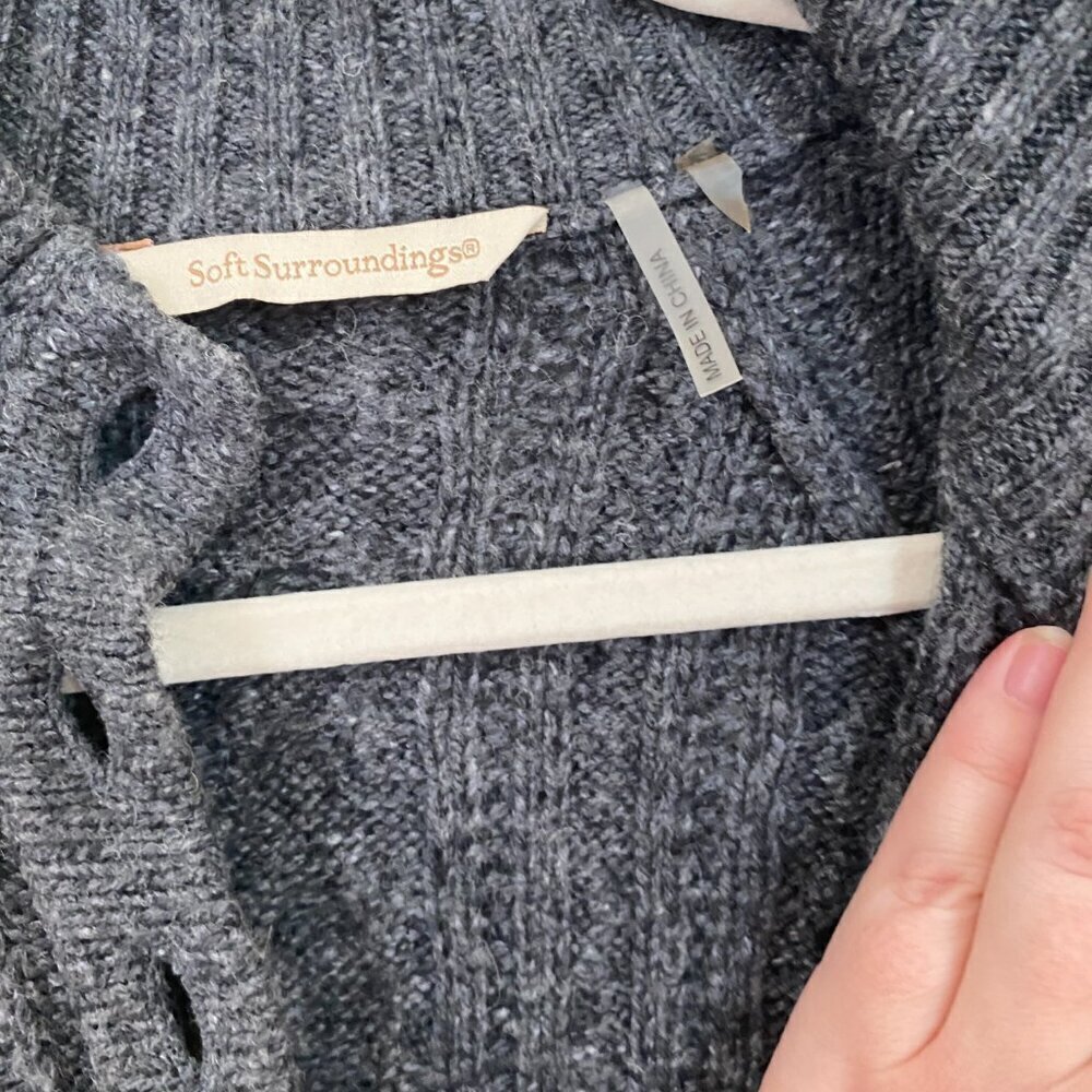 Soft Surroundings Gray Longline Popover Cable Knit Tunic Sweater - Picture 5 of 8